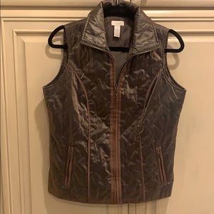 Chico’s gold satin look with gold ribbon trim